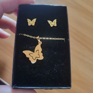 🌹Buy 1 Get 1 Free🌹Stainless Steel  Gold Butterfly Jewelry Set